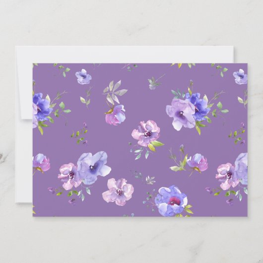 Violett Blumengarten Quinceanera Foto Einladung (Rückseite)