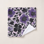 Violett-Blumenmuster Badhandtuch Set (Waschlappen)