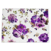 Violett-Blumenmuster Große Geschenktüte (Vorderseite)