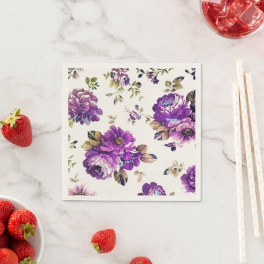 Violett-Blumenmuster Serviette (Beispiel)