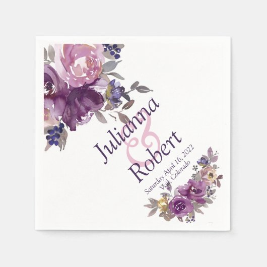 Violett Blumenservietten Serviette (Vorderseite)