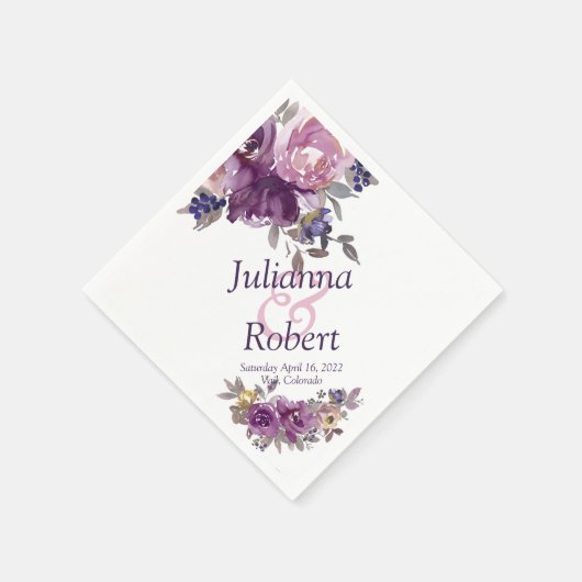 Violett Blumenservietten Serviette (Ecke)