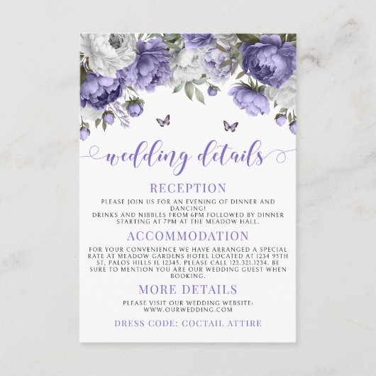 Violett-Blumenstrauß Begleitkarte (Vorderseite)