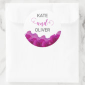 Violett Blumenstrauß Lila Rose Elegante Hochzeit Runder Aufkleber (Tasche)