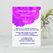 Violett Blumenstrauß Rosa Rose Einladung (Stehend Vorderseite)