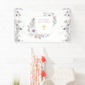 Violett Blush Floral| Goldkreuz Banner (Insitu)