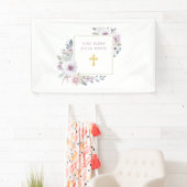 Violett Blush Floral| Goldkreuz Banner (Insitu)
