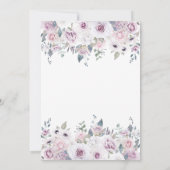 Violett Blush Floral | Goldkreuz Einladung (Rückseite)