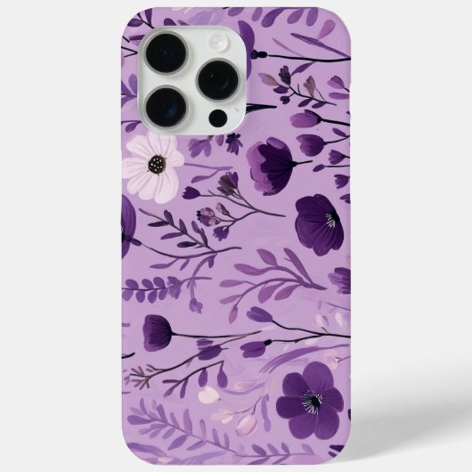 Violett-Blütenmuster für Retro-Deo Case-Mate iPhone Hülle (Rückseite)