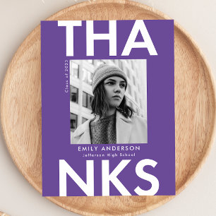 Violett   Bold Foto Abschluss Vielen Dank Postkarte