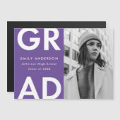 Violett | Bold Grad Foto Abschluss Ankündigung (Vorne/Hinten)