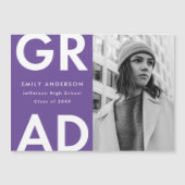 Violett | Bold Grad Foto Abschluss Ankündigung (Vorderseite)