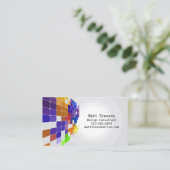 Violett-braune Visitenkarte mit Farbkacheln (Stehend Vorderseite)
