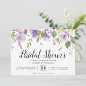 Violett-Brautparty Einladung (Stehend Vorderseite)