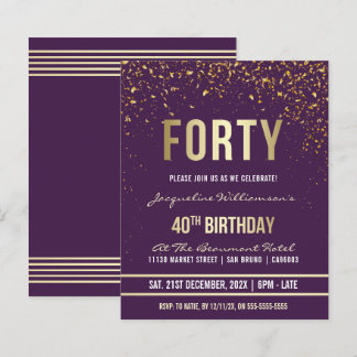 Violett | Budget Gold Confetti 40. Geburtstag Part