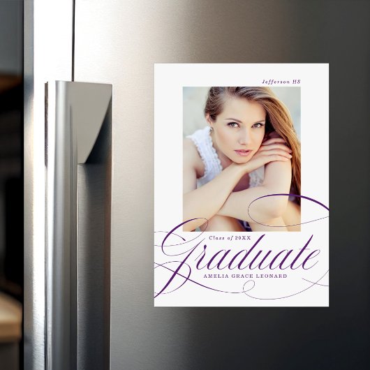 Violett | Eloquence Foto Abschluss Magneteinladung