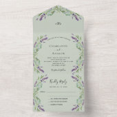 Violett-Eukalyptus-Hochzeit All In One Einladung (Innen Boden)