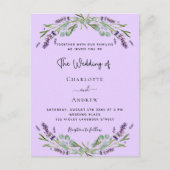 Violett-Eukalyptus-Hochzeit Einladungspostkarte (Vorderseite)