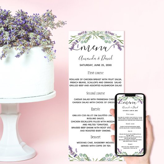 Violett-Eukalyptus-Hochzeitskarte Einladung