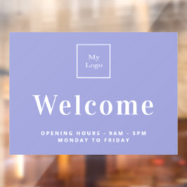 Violett-Firmenlogo Öffnungszeiten Begrüßung Fensteraufkleber