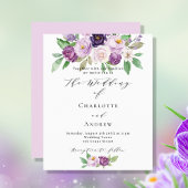 Violett florale Aquarellfarben Einladung zur Hochz