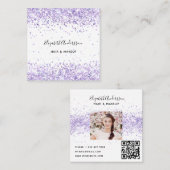 Violett-Foto mit weißem Profil qr Quadratische Visitenkarte (Vorne/Hinten)