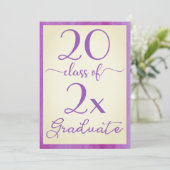 Violett-Gelbe Abschluss Einladung (Stehend Vorderseite)