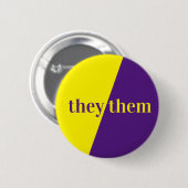 Violett Gelbe Pronoun-Taste Sie/sie Button (Vorne & Hinten)