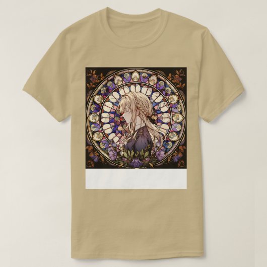 Violett-Glas-Garten-Buntglas T-Shirt (Design vorne)