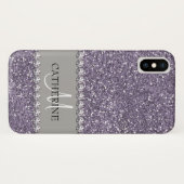 Violett-Glitzer, Diamantbeizen, Name und Monogramm Case-Mate iPhone Hülle (Rückseite (Horizontal))