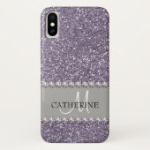 Violett-Glitzer, Diamantbeizen, Name und Monogramm Case-Mate iPhone Hülle (Rückseite)