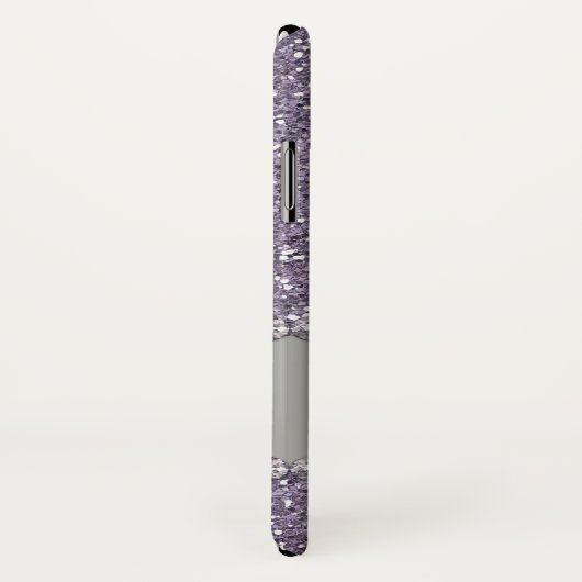 Violett-Glitzer, Diamantbeizen, Name und Monogramm Case-Mate iPhone Hülle (Hinten/Rechts)