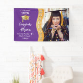 Violett | Gold Glückwunschs Graduate Wave Foto Banner (Insitu)