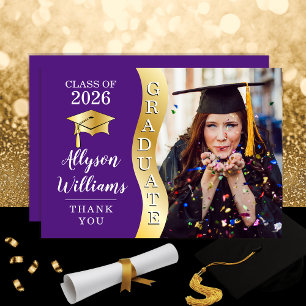 Violett Gold Graduate Wave Grad Cap Foto Dankeskarte