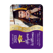 Violett | Gold Graduate Wave Grad Cap Foto Magnet (Vertikal)