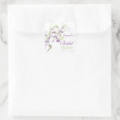 Violett grüner Blumenwirbel Brautduschaufkleber Quadratischer Aufkleber (Tasche)