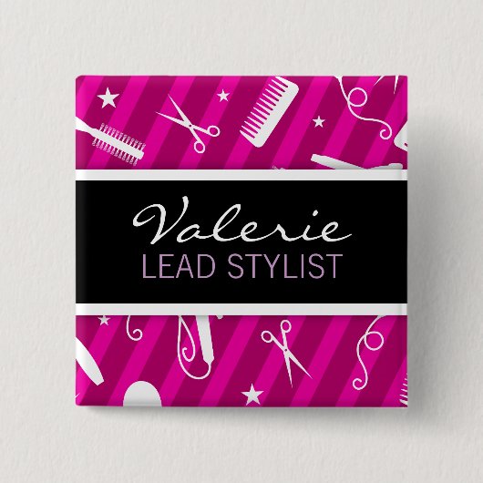 Violett Haair Salon Name Abzeichen Button (Vorderseite)