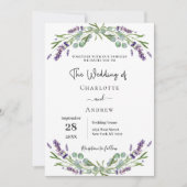 Violett-Hochzeit mit Lavendel Einladung (Vorderseite)