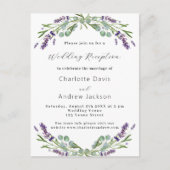 Violett-Hochzeitsempfang in Lavendel Einladungspostkarte (Vorderseite)