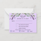 Violett-Hochzeitsmenü QR Response-UAWG Mitteilungskarte (Vorderseite)