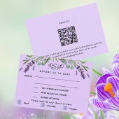 Violett-Hochzeitsmenü QR Response-UAWG Mitteilungskarte