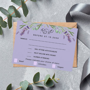 Violett-Hochzeitsmenü UAWG Mitteilungskarte