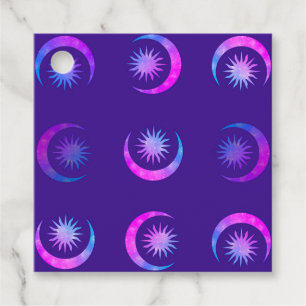 Violett Indigo Lila Mond & Sonne Zen Party-Paket Geschenkanhänger