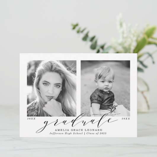 Violett | Jetzt und dann Foto Abschluss Ankündigung (Stehend Vorderseite)