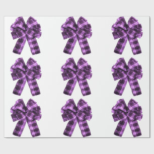 Violett Kariert Bows Wrapping Paper Geschenkpapier