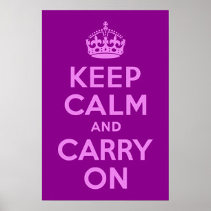 Violett Keep Calm and Carry On Poster