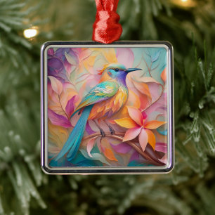 Violett-kehlige Singvogelfantasie Vogel Ornament Aus Metall