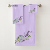 Violett-Lavaflorale Monogramm-Name elegant Badhandtuch Set (Insitu)