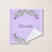 Violett-Lavaflorale Monogramm-Name elegant Badhandtuch Set (Waschlappen)