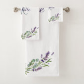 Violett-Lavaflorale Monogramm-Name elegant Badhandtuch Set (Insitu)